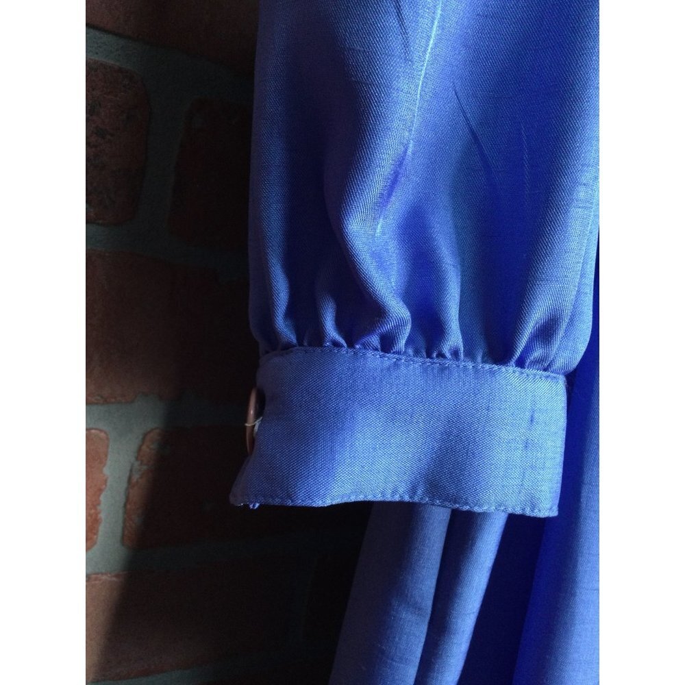 Vintage Joan Sparks for Daniel Barrett Midi Lace Dress Puff Sleeve Blue Size 10 - Picture 5 of 12